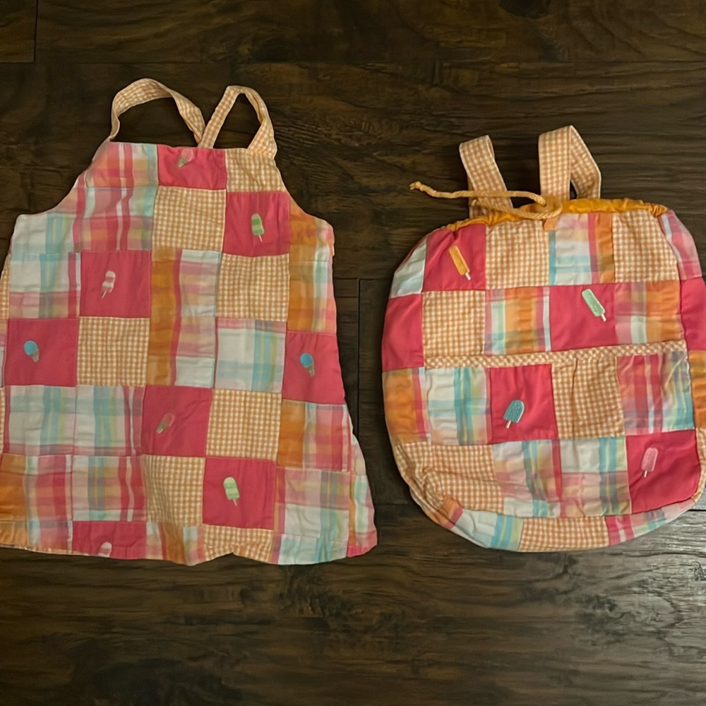 Gymboree 2pc set dress, backpack, and hat